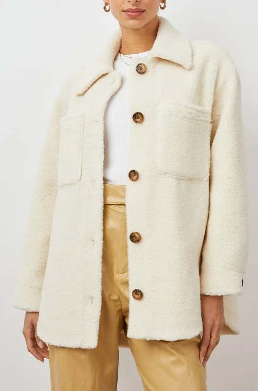 CONNIE SHIRT JACKET - IVORY TEDDY