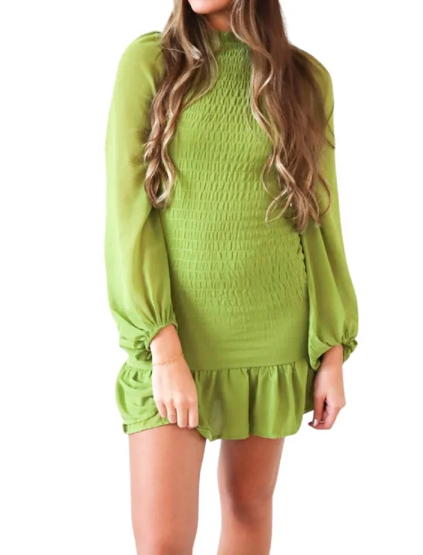 Set You Free Smocked Mini Dress In Green