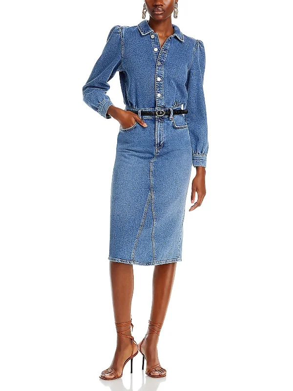 Beverly Womens Long Sleeve Denim Shirtdress