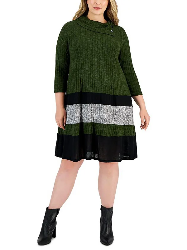 Plus   Womens Ribbed Fall Sweaterdress