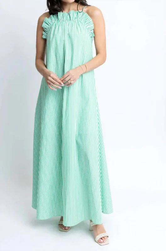 Stripe Poplin Dress In Green