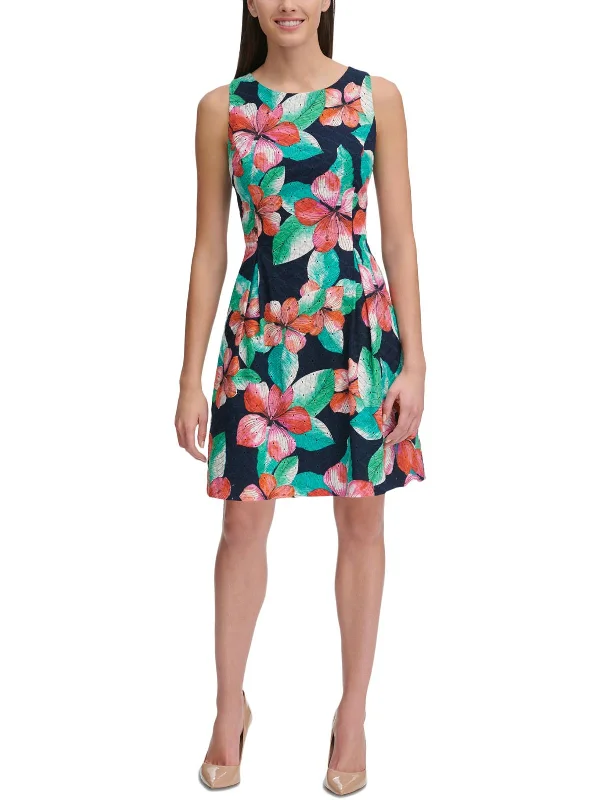 Wild Hibiscus Womens Floral Sleeveless Casual Dress