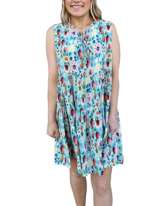 Spring Fling Dress In Blue Floral