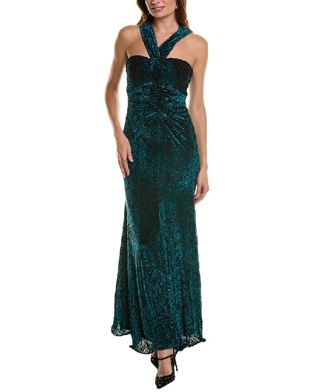 Taylor Stretch Velvet Burnout Gown