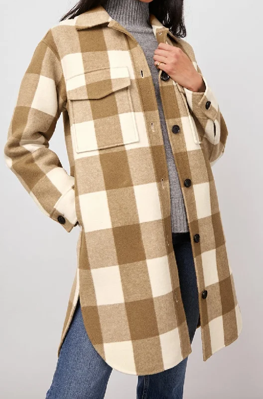 JARO COAT - IVORY CAMEL BUFFALO CHECK