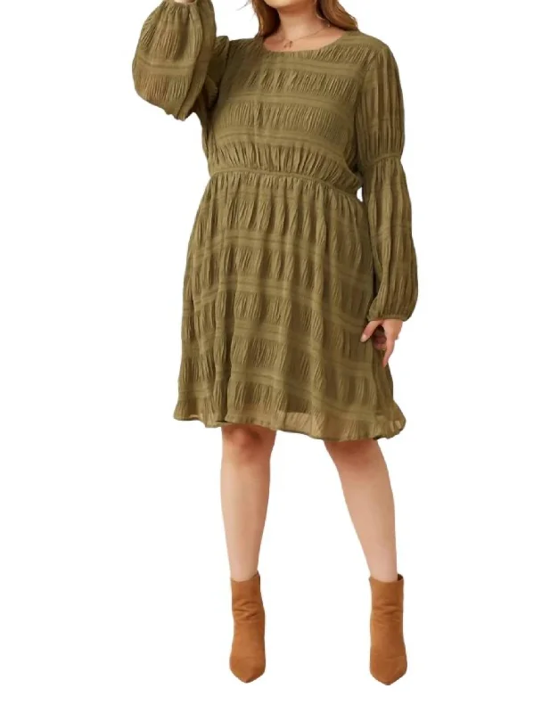 Lovely Lyrics Smocked Dress In Olive Green