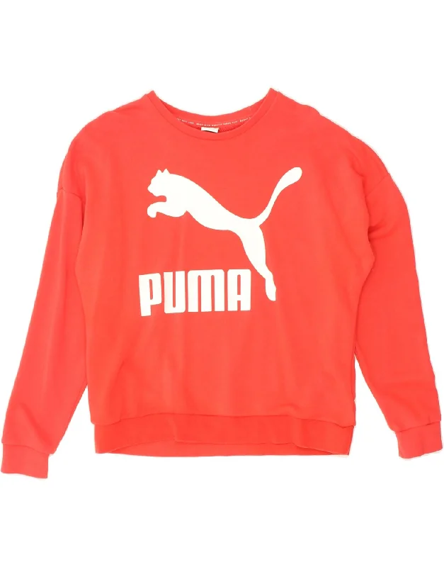 PUMA Womens Graphic Sweatshirt Jumper UK 10 Small Red Cotton