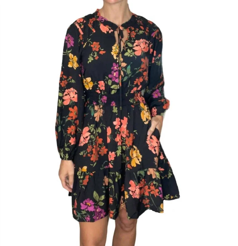 Mica Floral Dress In Black