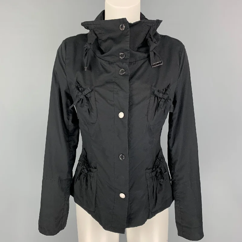 ADOLFO DOMINGUEZ Size 4 Black Cotton Snaps Jacket