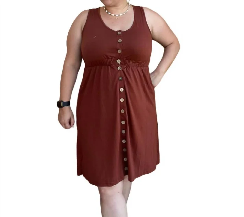 Sleeveless Dress In Caramel