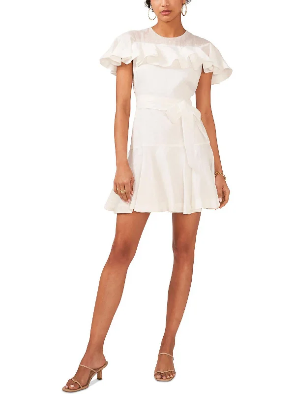 Womens Ruffled Mini Cocktail And Party Dress