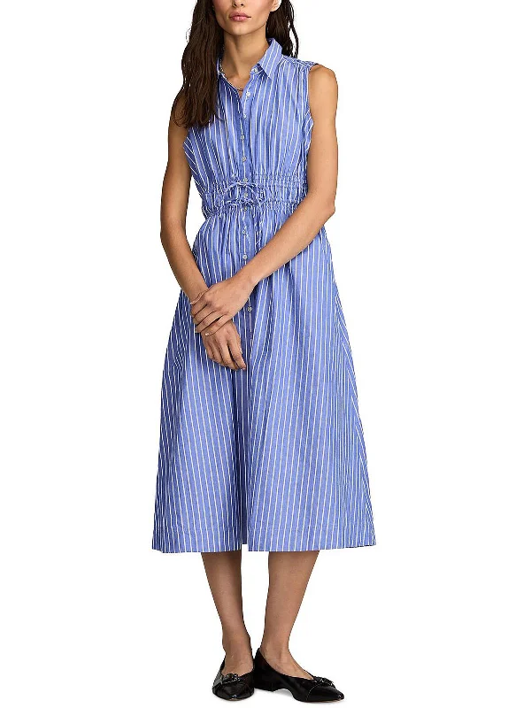 Womens Cotton Striped Shirtdress