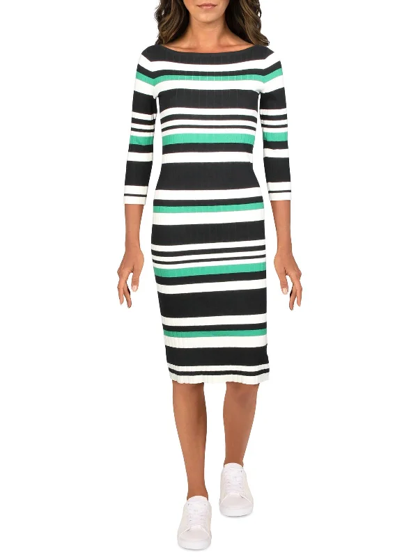 Razella Womens Striped Ribbed Sweaterdress