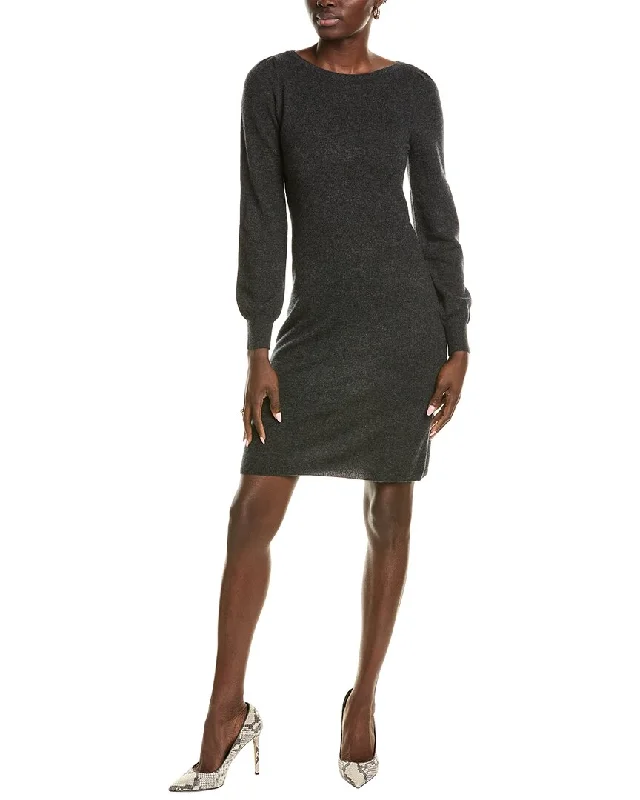 sofiacashmere Jersey Femme Sleeve Boat Neck Cashmere Sweaterdress