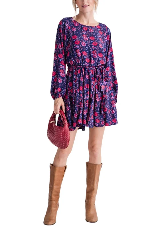 Flare Bottom Dress In Grape Red