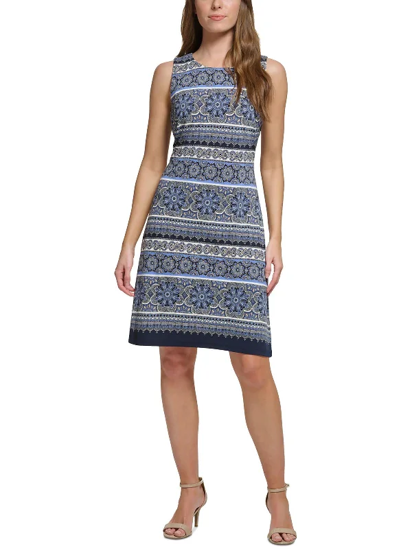 Womens Printed Polyester Sheath Dress