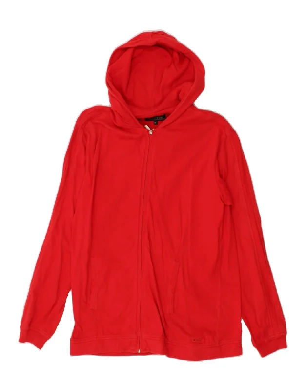 CHAMPION Womens Zip Hoodie Sweater UK 12 Medium Red Cotton