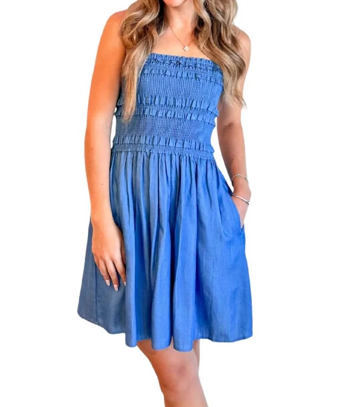 Denim Smocked Dress