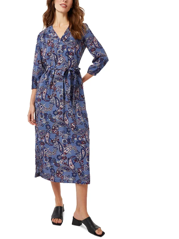 Womens Paisley Long Shift Dress