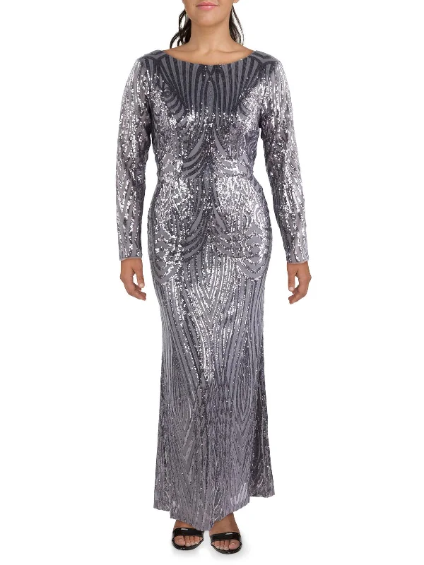 Womens Full Length Long Sleeve Evening Dress