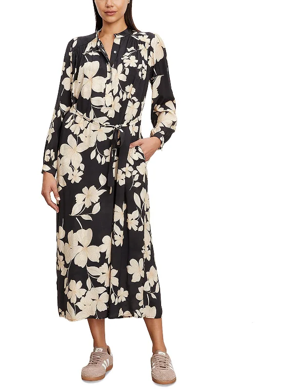 Josepha Womens Floral Long Sleeve Midi Dress