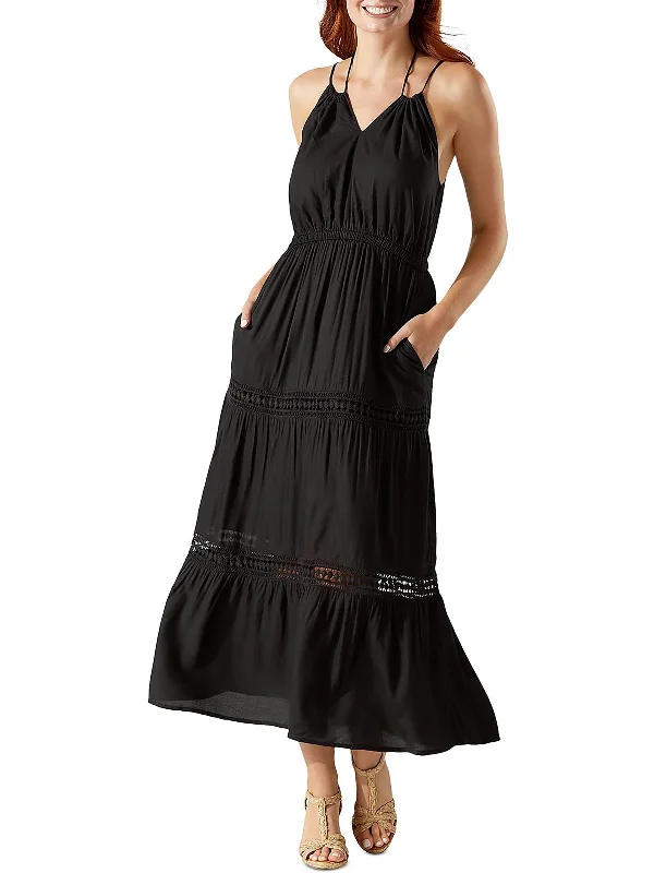 Womens Sunlace Halter Maxi Dress