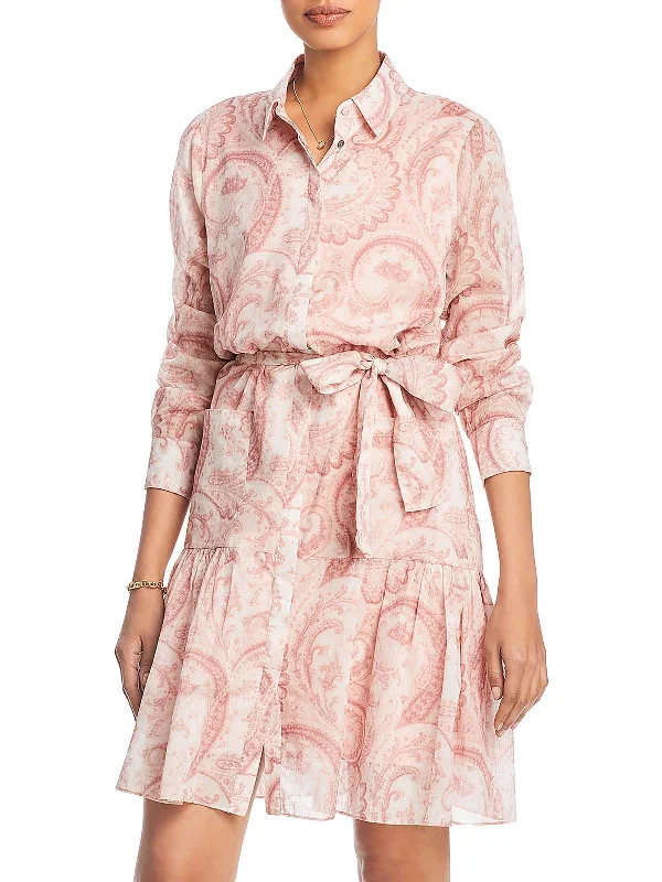 Cole Womens Paisley Mini Shirtdress