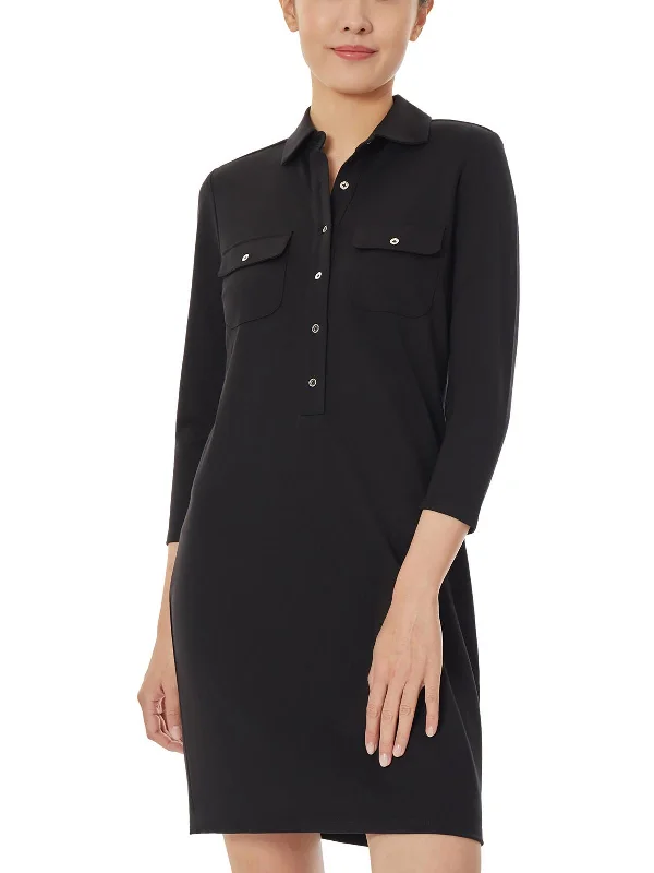 Womens Above Knee 3/4 Sleeve Shirtdress