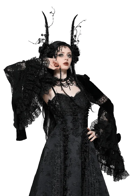 Gothic Velvet Lace Bolero with Flared Sleeves