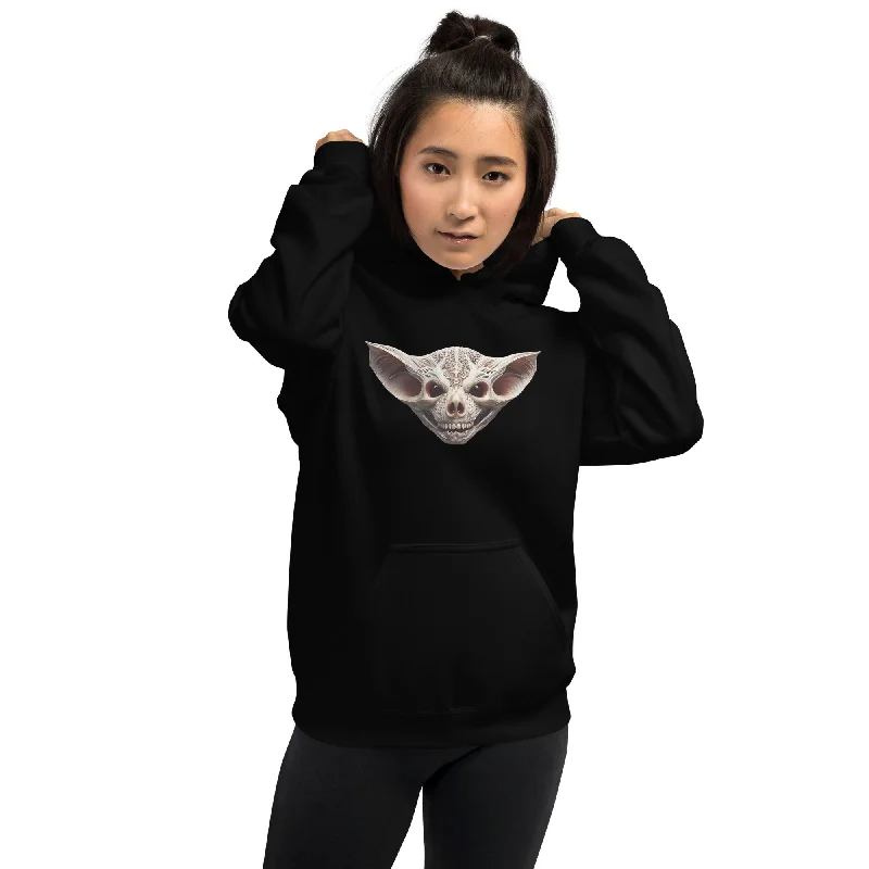 Grinning Bat Skull Halloween Pullover Hoodie Sweatshirt