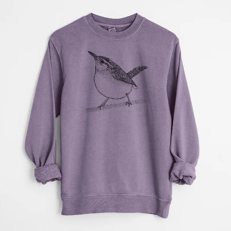 Carolina Wren - Thryothorus ludovicianus - Unisex Pigment Dyed Crew Sweatshirt