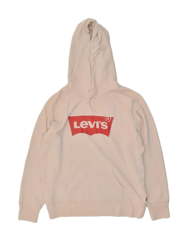 LEVI'S Womens Oversized Graphic Hoodie Jumper UK 10 Small Pink