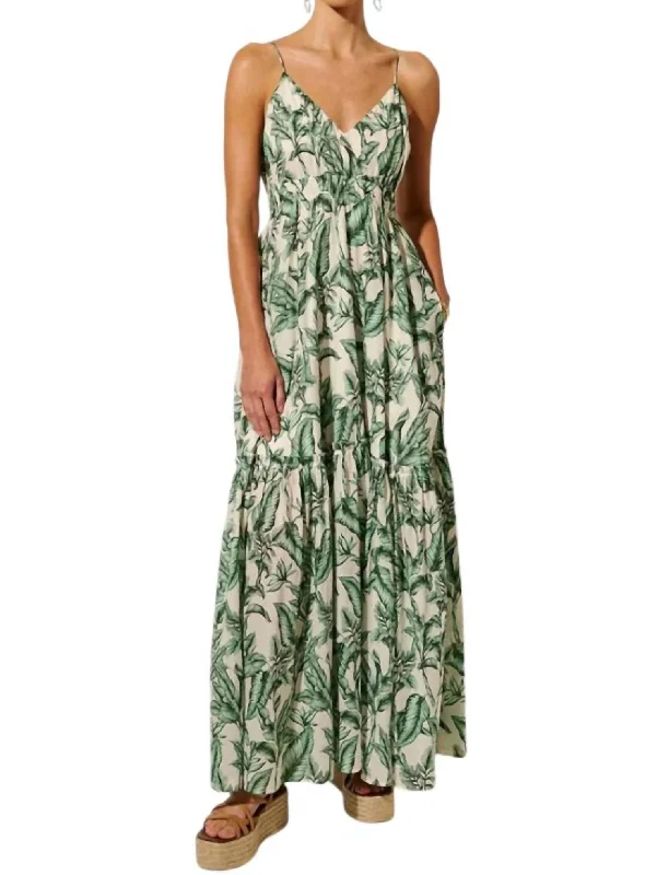 Tropico Maxi Dress In Green Palm