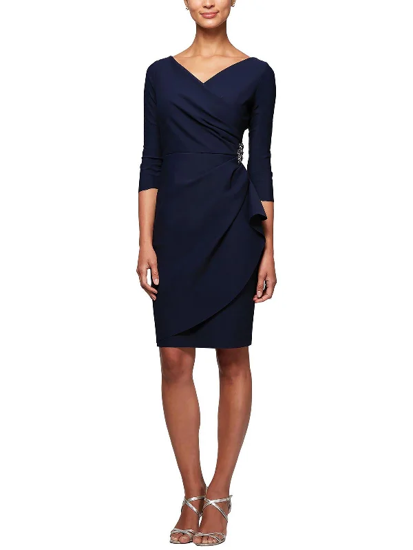 Womens Embellished Knee Length Sheath Dress