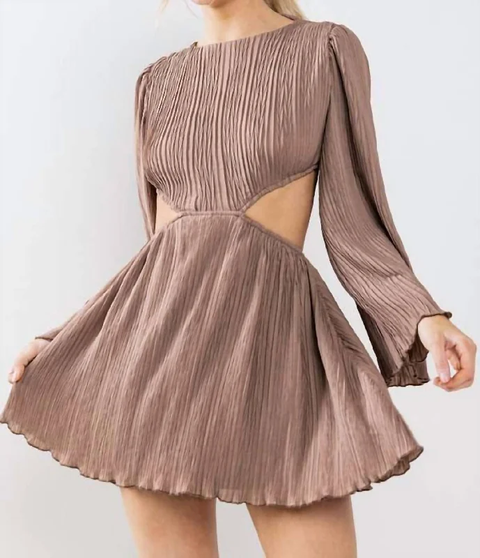 Sparking Rumors Cutout Dress In Mocha