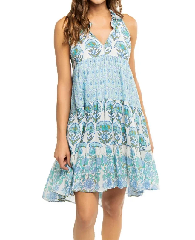 Sofie Dress In Mixco Print Light Blue