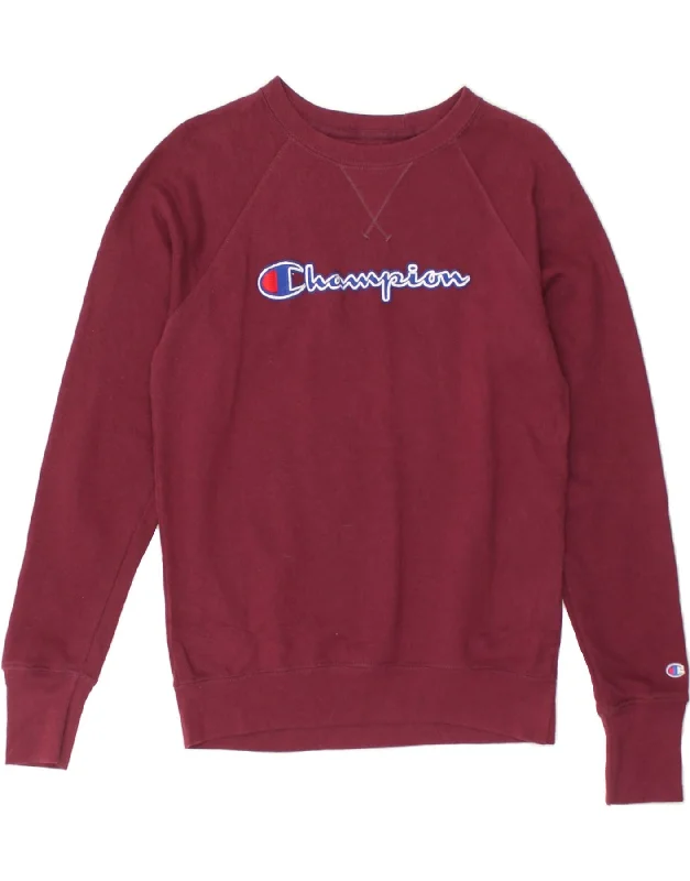 CHAMPION Womens Graphic Sweatshirt Jumper UK 6 XS Burgundy