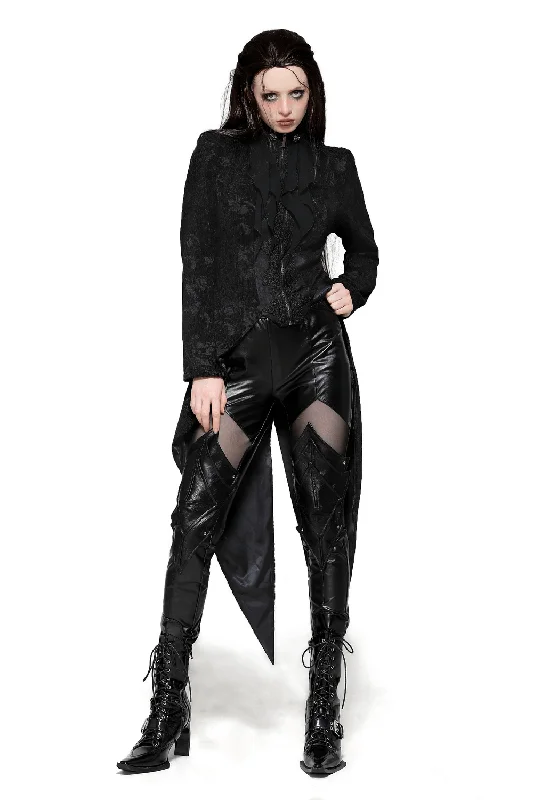 Elegant Gothic Tailcoat with Victorian Ruffled Design