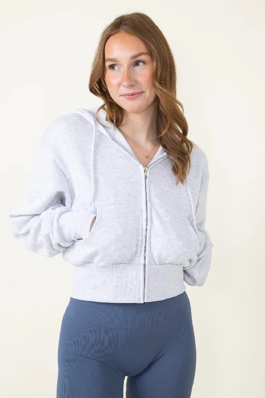 1897 Active Full Zip Fleece Hoodie for Women in Ice Grey | JK227-ICEGREY