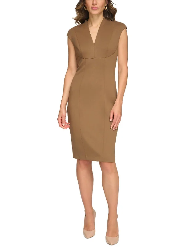 Womens Slit Polyester Sheath Dress