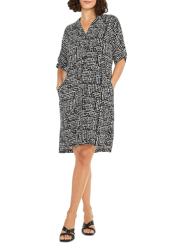 Womens Collared Knee Length Shirtdress