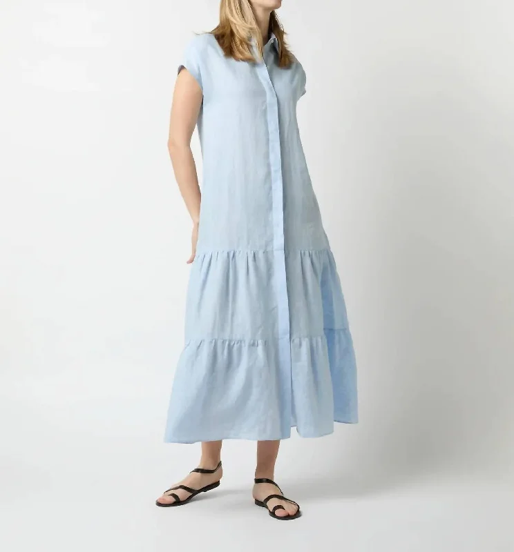 Sophia Dress In Sky Sahara Linen