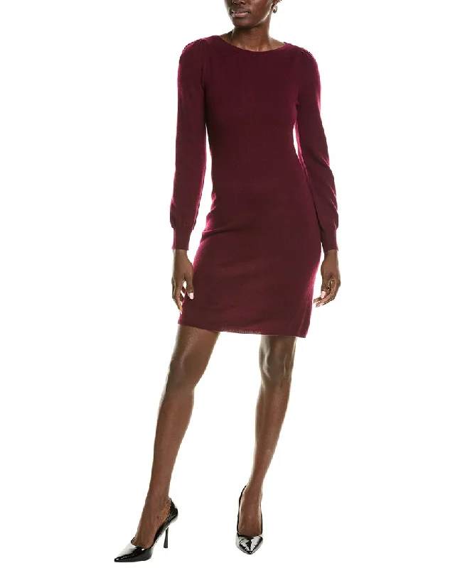 sofiacashmere Jersey Femme Sleeve Boat Neck Cashmere Sweaterdress