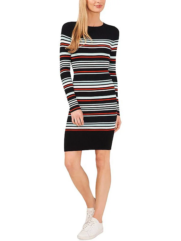 Womens Striped Midi Sweaterdress