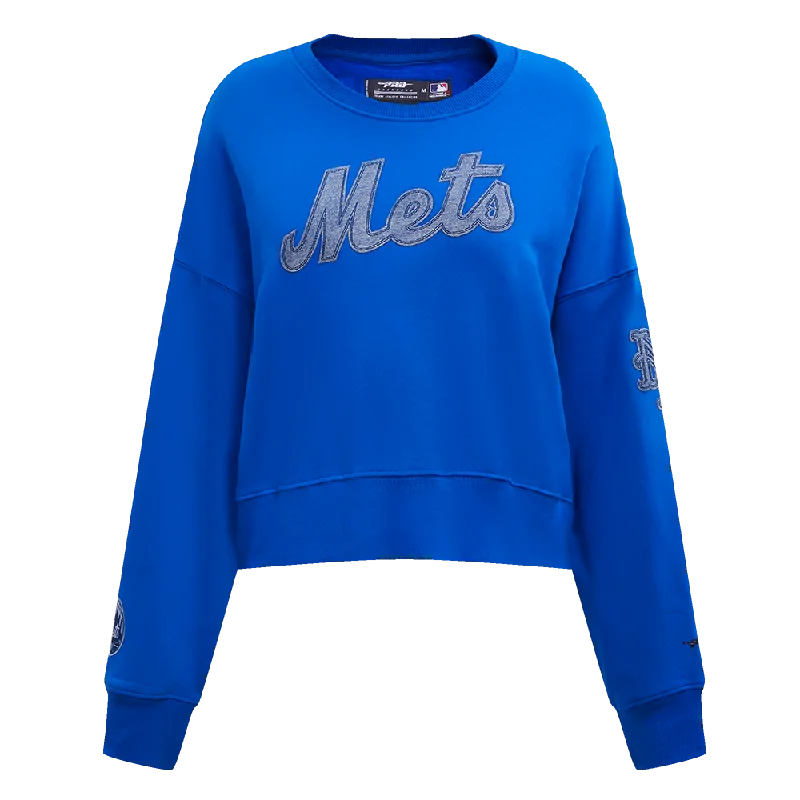 SUDADERA DE CUELLO REDONDO MLB NEW YORK METS VARSITY BLUES PARA MUJER