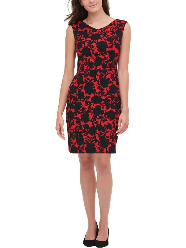 Shadow Rose Womens Floral Sheath Wear to Work Dress