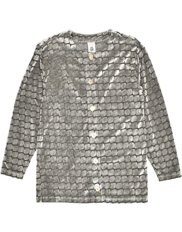 NEW FAST Womens Cardigan Top EU 36 Small Silver Spotted Cotton