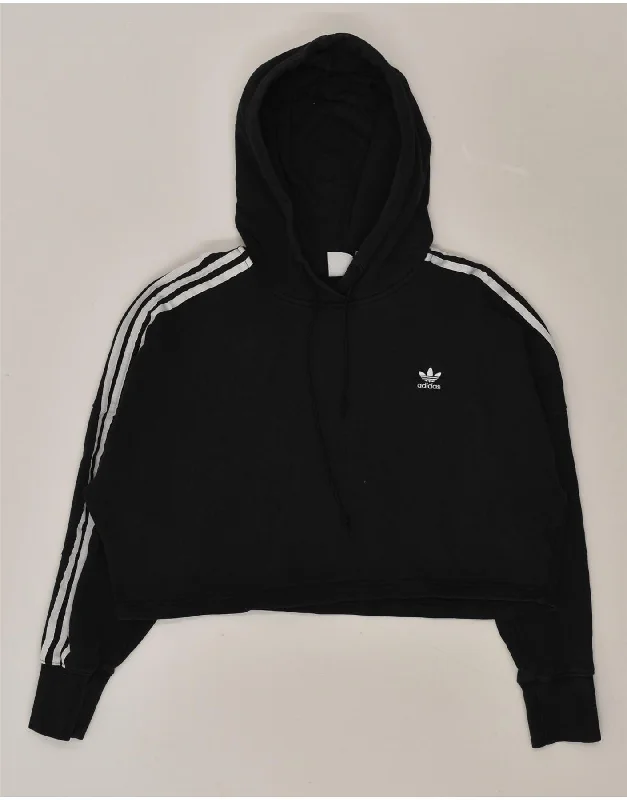 ADIDAS Womens Oversized Hoodie Jumper UK 12 Medium Black Cotton