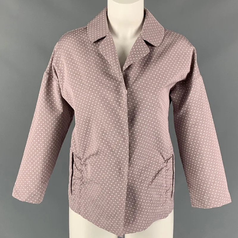 MARNI Size 4 Lilac  White Polyester &  Silk Polka Dot Jacket