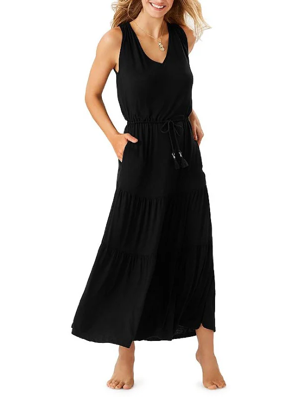 Womens Double V Long Maxi Dress